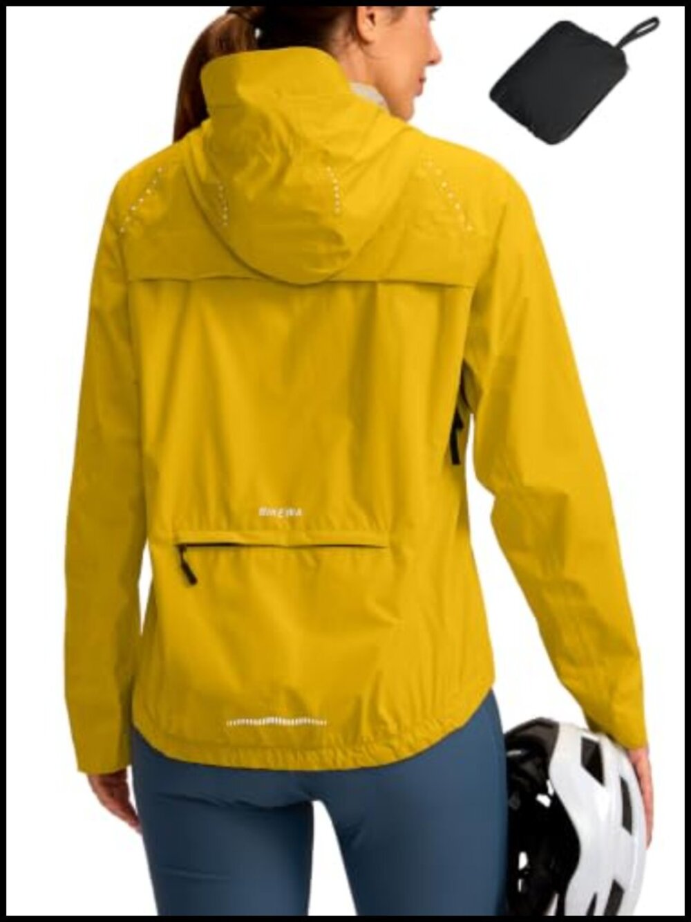 Waterproof Cycling Rain Jacket Windbreaker Lightweight Packable Reflective